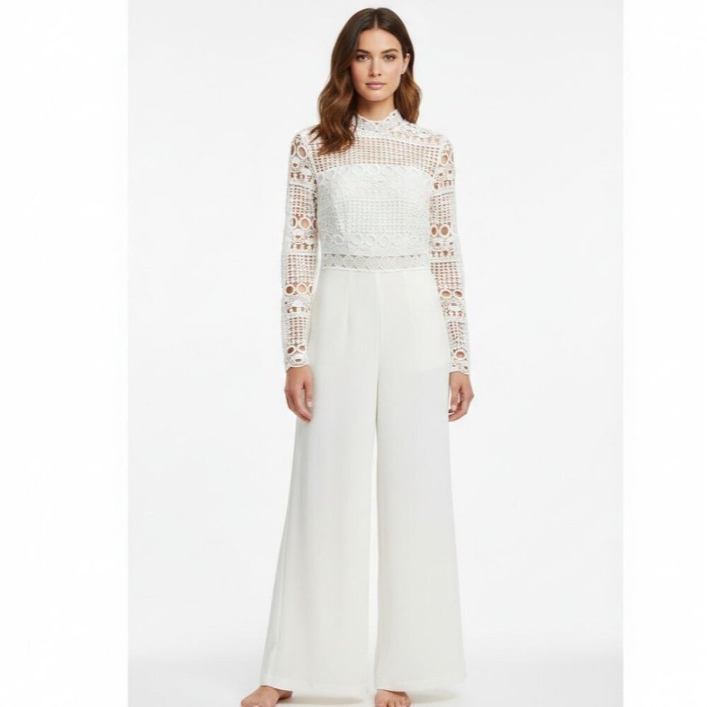 Love x Design Cut-Out Jumpsuit Women Size M White Long Sleeve FOR REPAIR - Picture 1 of 9